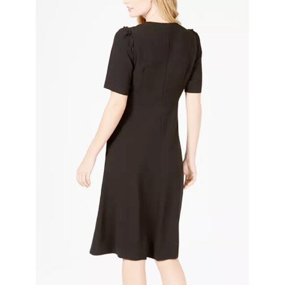 Max Mara Weekend Black Brenda Puff-Sleeve A-line Dress Size 8 US - Picture 7 of 13
